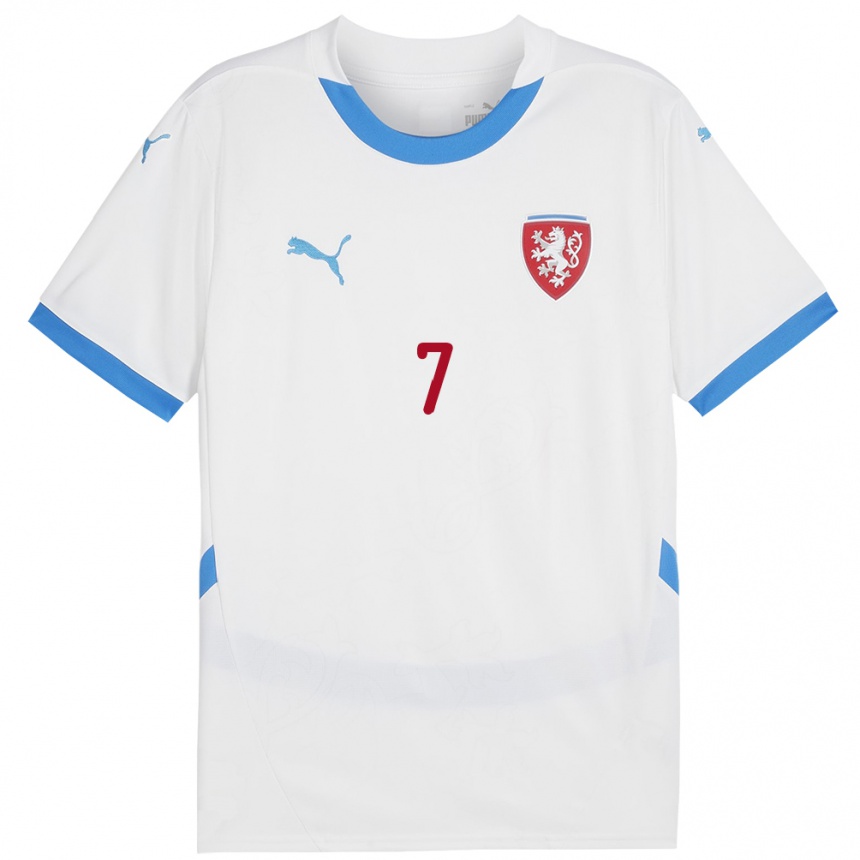 Hombre Fútbol Camiseta Chequia Simon Tesar #7 Blanco 2ª Equipación 24-26 Perú