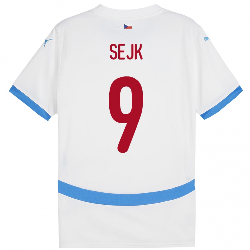 Hombre Fútbol Camiseta Chequia Vaclav Sejk #9 Blanco 2ª Equipación 24-26 Perú