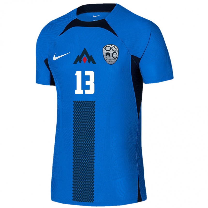 Hombre Fútbol Camiseta Eslovenia Nejc Slovenc #13 Azul 2ª Equipación 24-26 Perú