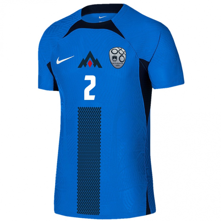 Hombre Fútbol Camiseta Eslovenia Zan Mesko #2 Azul 2ª Equipación 24-26 Perú