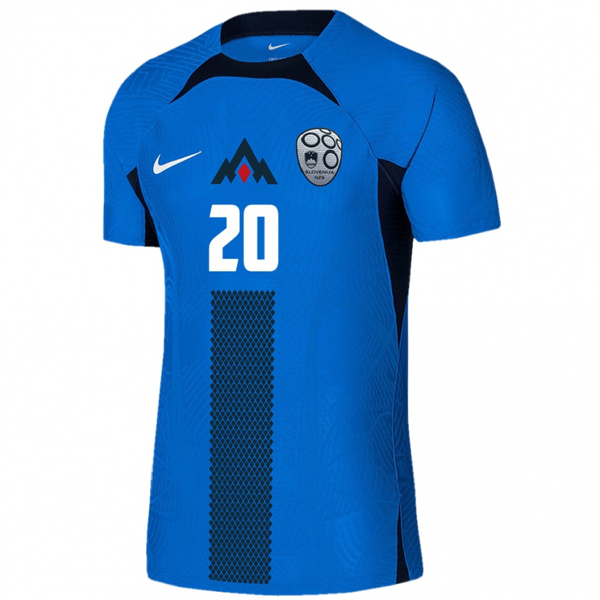 Hombre Fútbol Camiseta Eslovenia Arman Durmisi #20 Azul 2ª Equipación 24-26 Perú