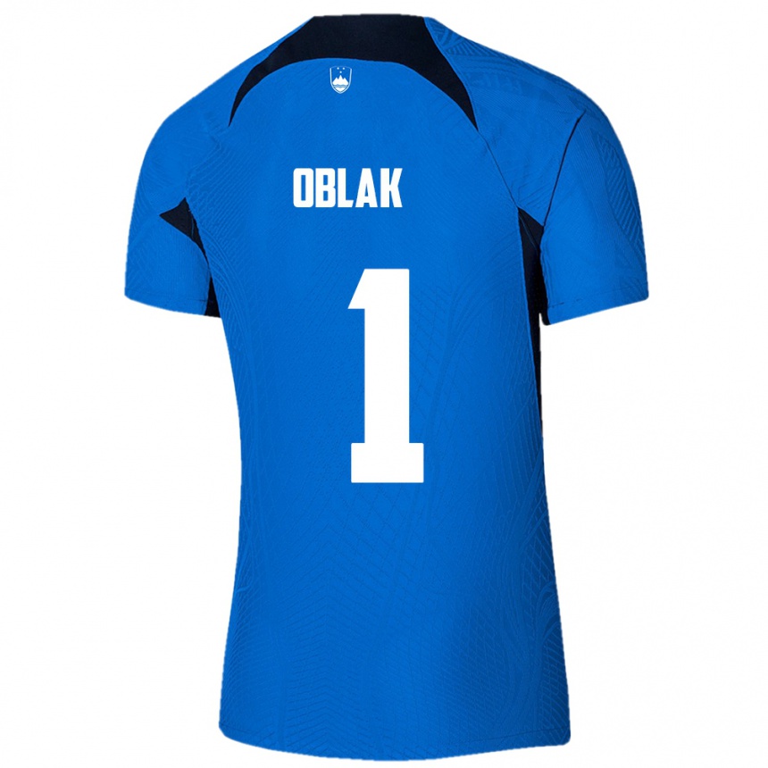 Hombre Fútbol Camiseta Eslovenia Jan Oblak #1 Azul 2ª Equipación 24-26 Perú