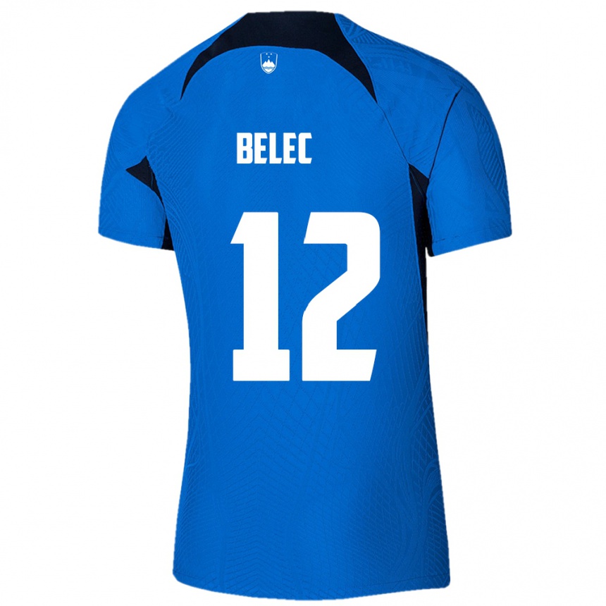 Hombre Fútbol Camiseta Eslovenia Vid Belec #12 Azul 2ª Equipación 24-26 Perú