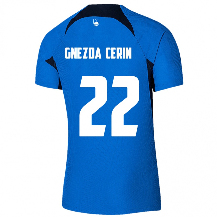 Hombre Fútbol Camiseta Eslovenia Adam Gnezda Cerin #22 Azul 2ª Equipación 24-26 Perú