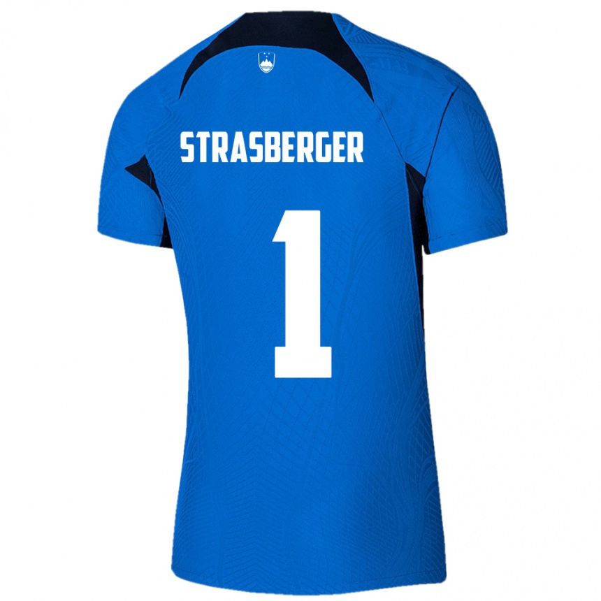 Hombre Fútbol Camiseta Eslovenia Tim Strasberger #1 Azul 2ª Equipación 24-26 Perú