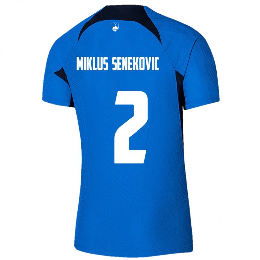 Hombre Fútbol Camiseta Eslovenia Gal Miklus Senekovic #2 Azul 2ª Equipación 24-26 Perú