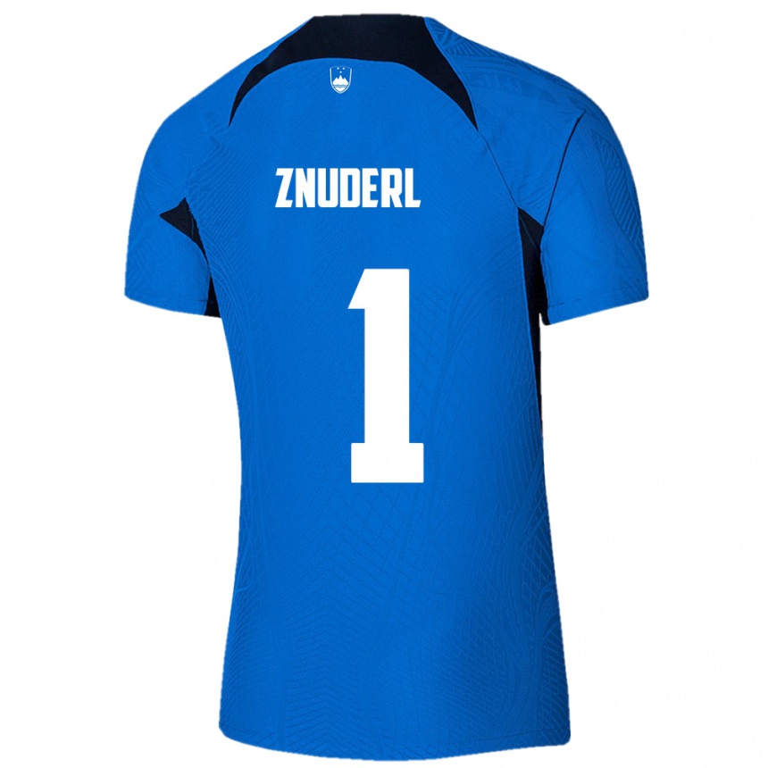 Hombre Fútbol Camiseta Eslovenia Tai Znuderl #1 Azul 2ª Equipación 24-26 Perú