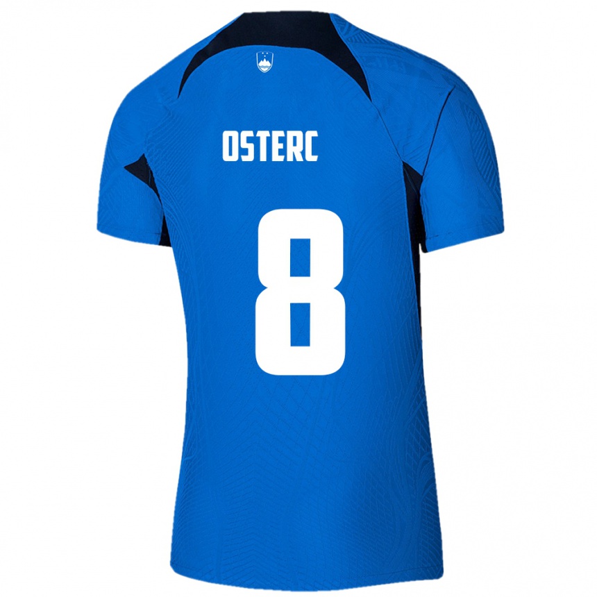 Hombre Fútbol Camiseta Eslovenia Niko Osterc #8 Azul 2ª Equipación 24-26 Perú