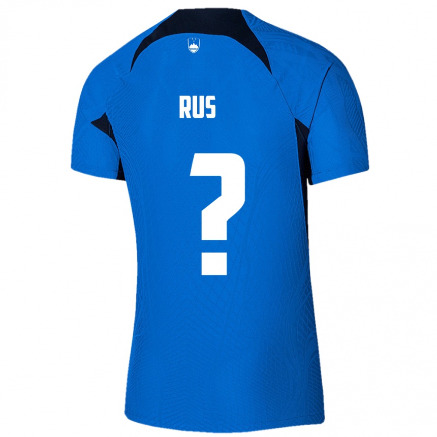 Hombre Fútbol Camiseta Eslovenia Luka Rus #0 Azul 2ª Equipación 24-26 Perú