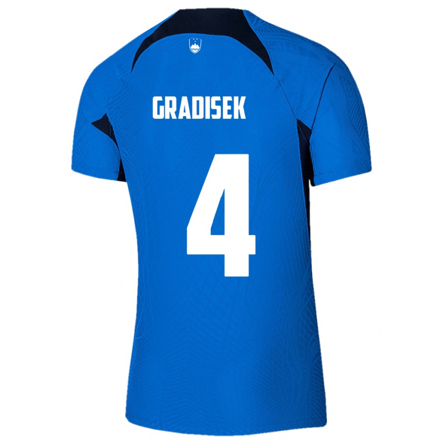 Hombre Fútbol Camiseta Eslovenia Sara Gradišek #4 Azul 2ª Equipación 24-26 Perú