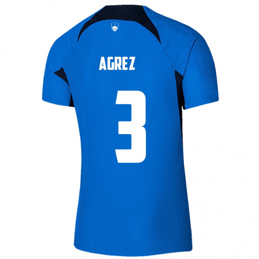 Hombre Fútbol Camiseta Eslovenia Sara Agrež #3 Azul 2ª Equipación 24-26 Perú