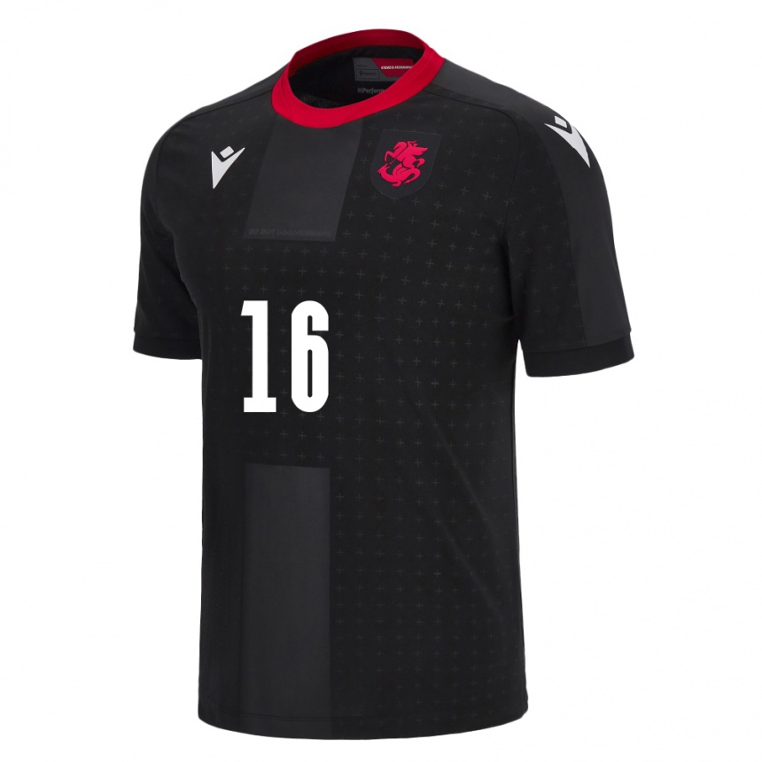 Hombre Fútbol Camiseta Georgia Nikoloz Tskhovrebashvili #16 Negro 2ª Equipación 24-26 Perú