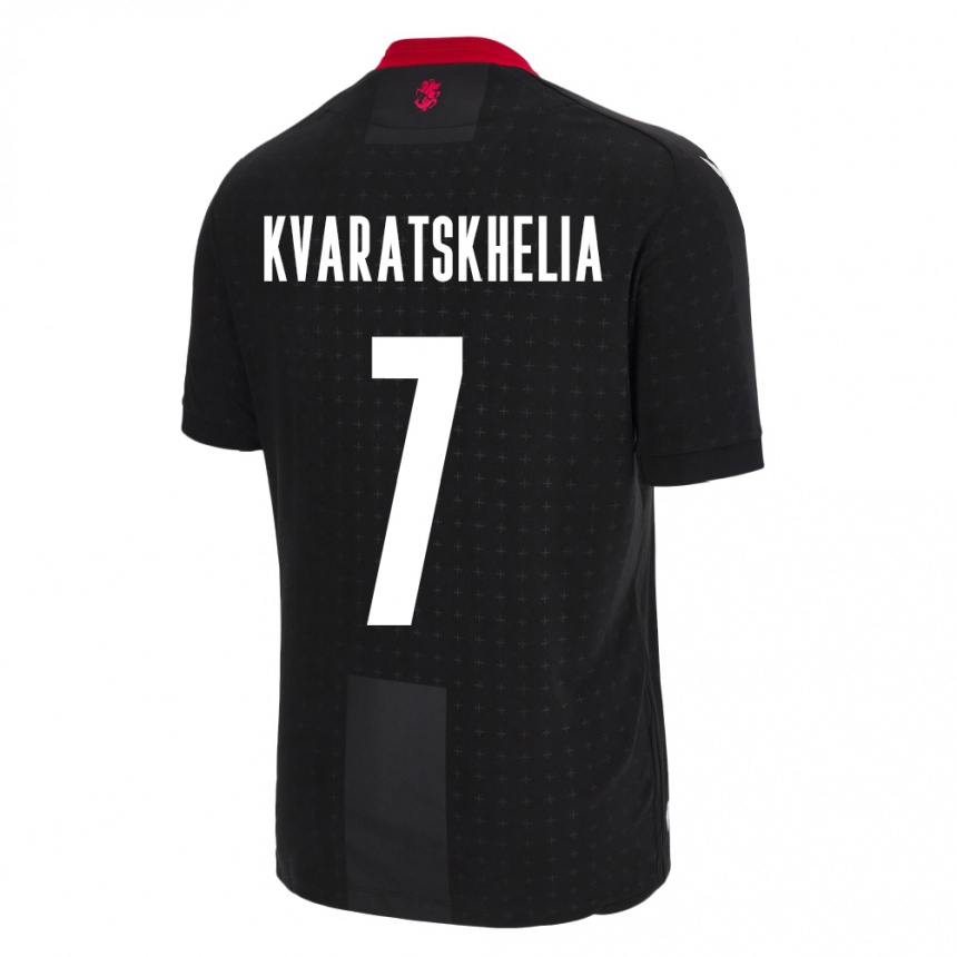 Hombre Fútbol Camiseta Georgia Khvicha Kvaratskhelia #7 Negro 2ª Equipación 24-26 Perú