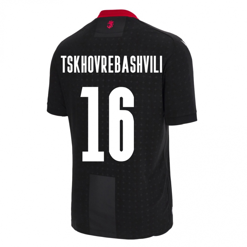 Hombre Fútbol Camiseta Georgia Nikoloz Tskhovrebashvili #16 Negro 2ª Equipación 24-26 Perú