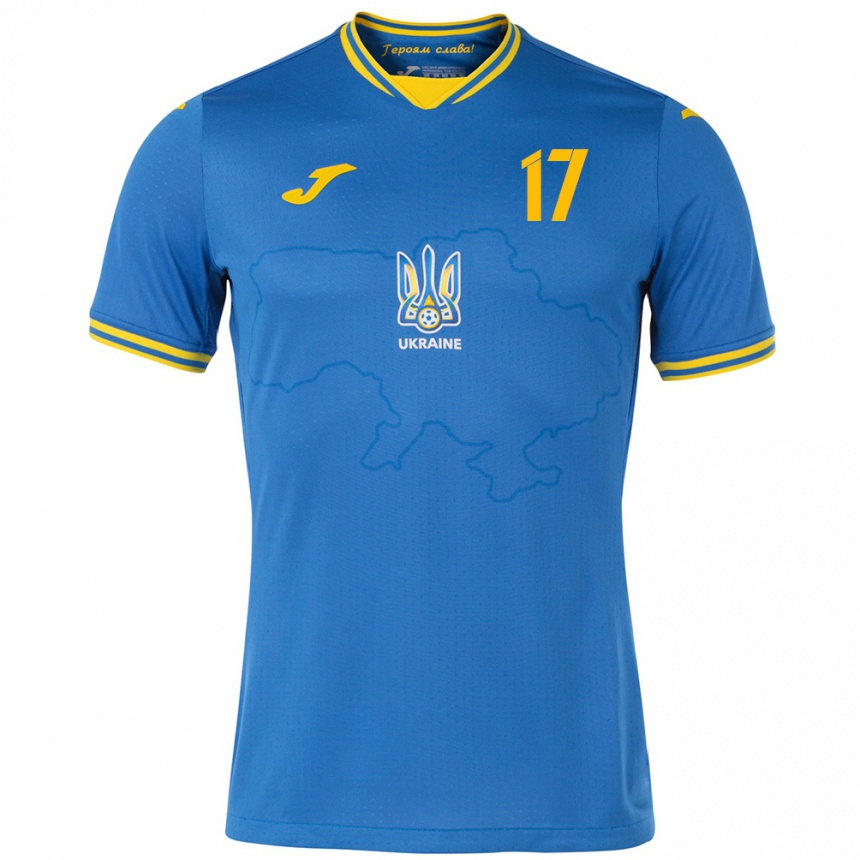 Hombre Fútbol Camiseta Ucrania Ramik Gadzhyev #17 Azul 2ª Equipación 24-26 Perú