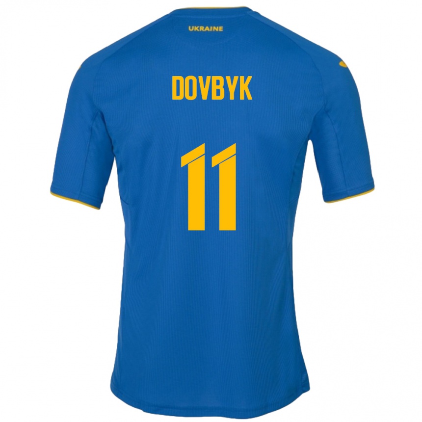 Hombre Fútbol Camiseta Ucrania Artem Dovbyk #11 Azul 2ª Equipación 24-26 Perú