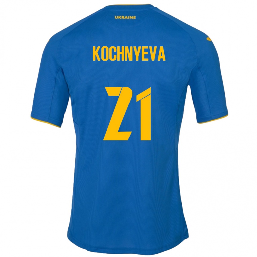 Hombre Fútbol Camiseta Ucrania Iryna Kochnyeva #21 Azul 2ª Equipación 24-26 Perú