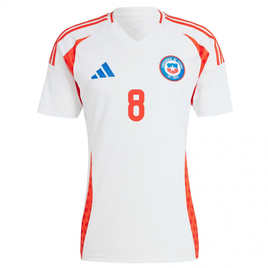 Hombre Fútbol Camiseta Chile Alexander Aravena #8 Blanco 2ª Equipación 24-26 Perú