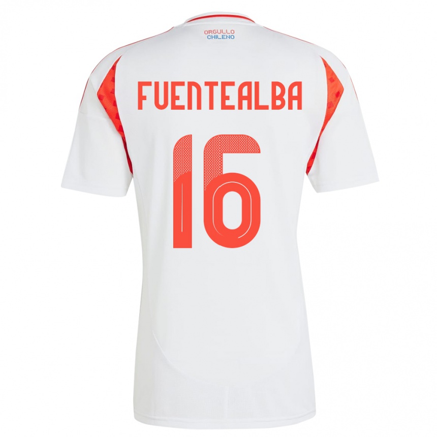 Hombre Fútbol Camiseta Chile Jeison Fuentealba #16 Blanco 2ª Equipación 24-26 Perú