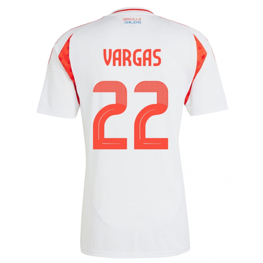 Hombre Fútbol Camiseta Chile Diego Vargas #22 Blanco 2ª Equipación 24-26 Perú