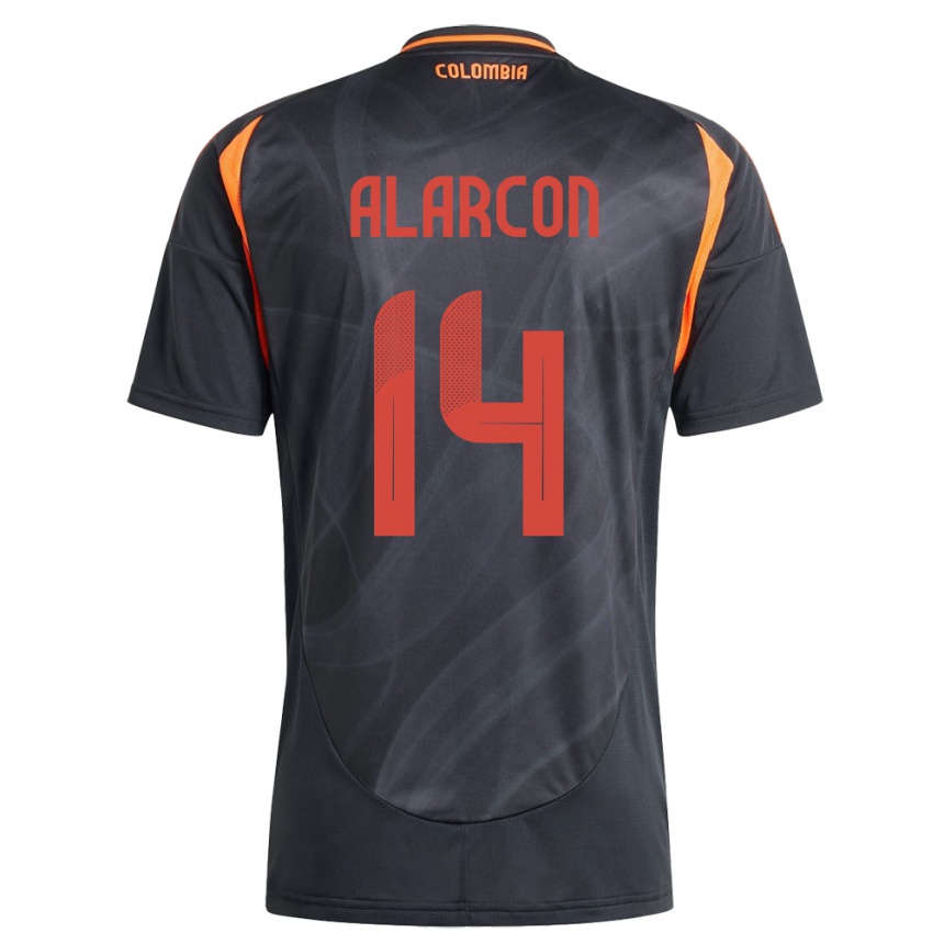 Hombre Fútbol Camiseta Colombia Andrés Alarcón #14 Negro 2ª Equipación 24-26 Perú