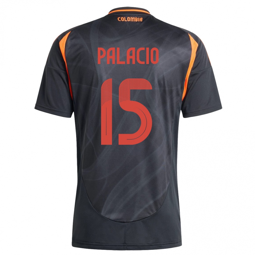 Hombre Fútbol Camiseta Colombia Nelson Palacio #15 Negro 2ª Equipación 24-26 Perú