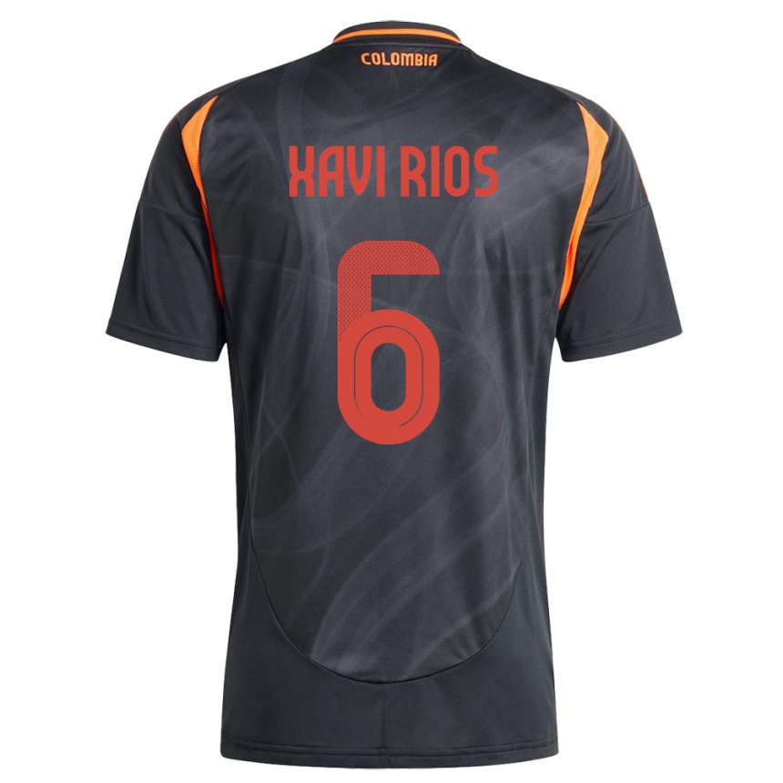 Hombre Fútbol Camiseta Colombia Xavi Ríos #6 Negro 2ª Equipación 24-26 Perú