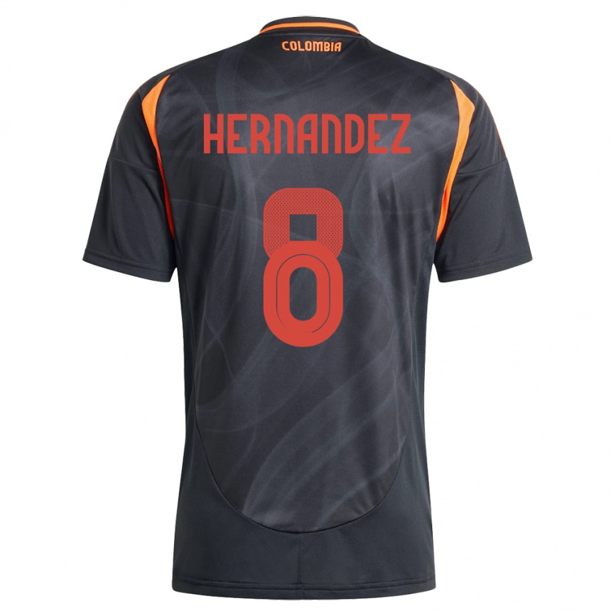 Hombre Fútbol Camiseta Colombia Natalia Hernández #8 Negro 2ª Equipación 24-26 Perú