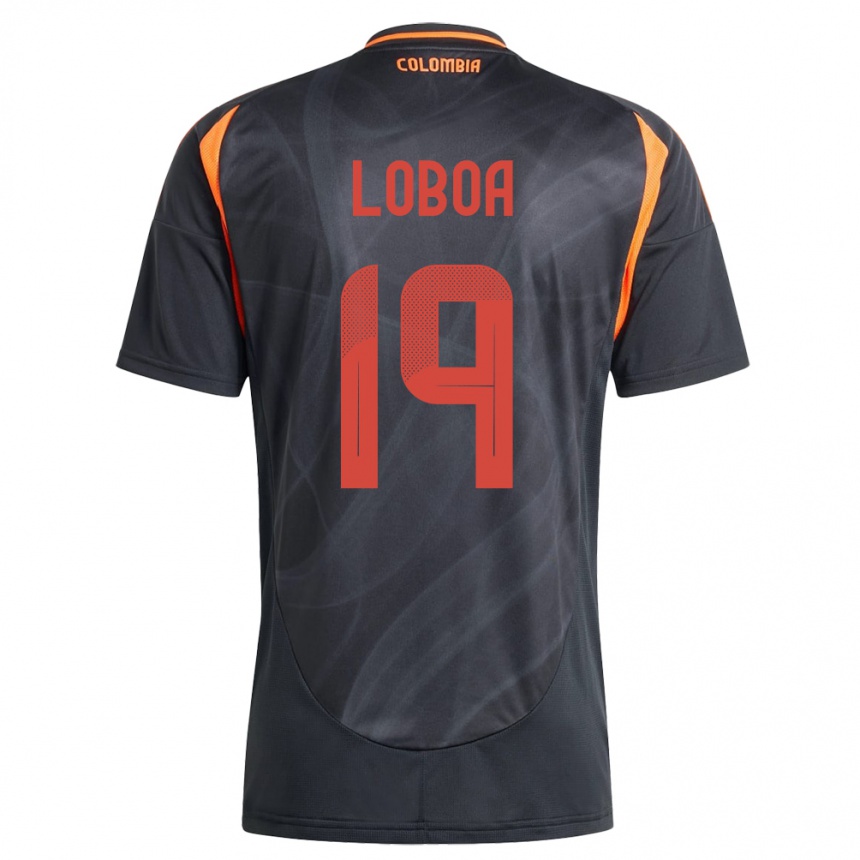 Hombre Fútbol Camiseta Colombia Valerin Loboa #19 Negro 2ª Equipación 24-26 Perú