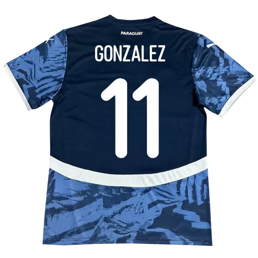 Hombre Fútbol Camiseta Paraguay Enso González #11 Azul 2ª Equipación 24-26 Perú