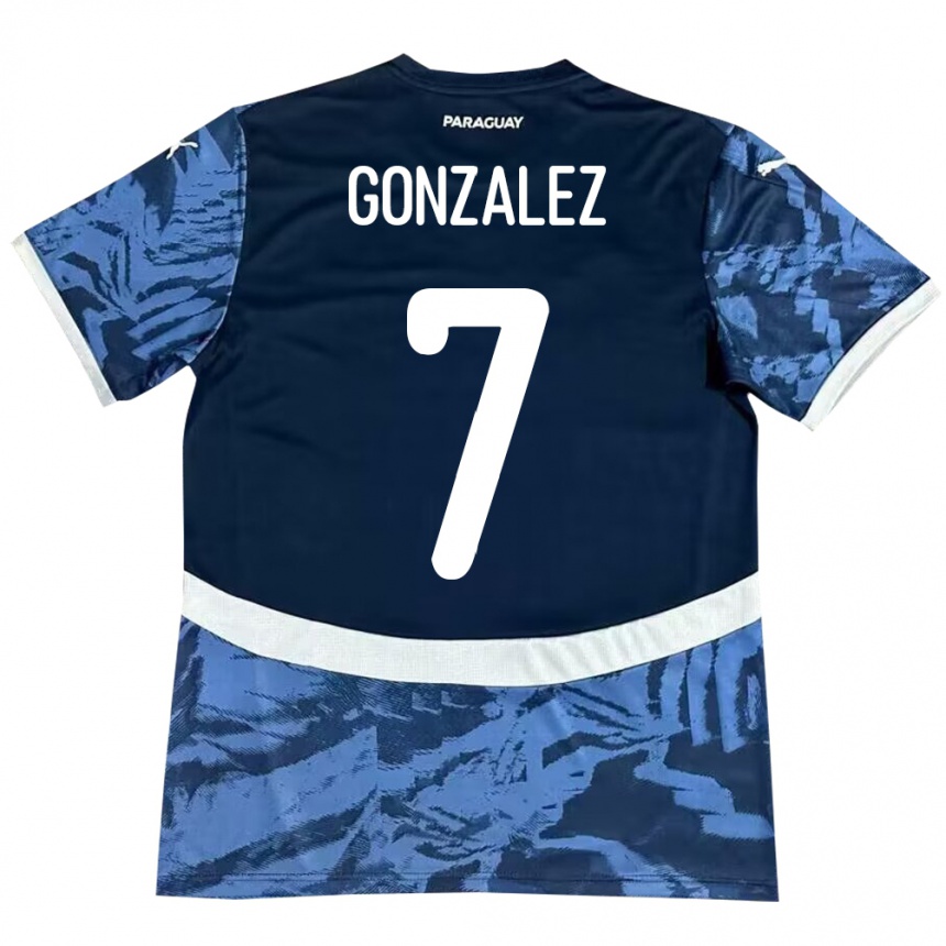 Hombre Fútbol Camiseta Paraguay Diego González #7 Azul 2ª Equipación 24-26 Perú