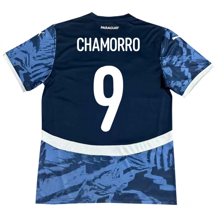 Hombre Fútbol Camiseta Paraguay Lice Chamorro #9 Azul 2ª Equipación 24-26 Perú