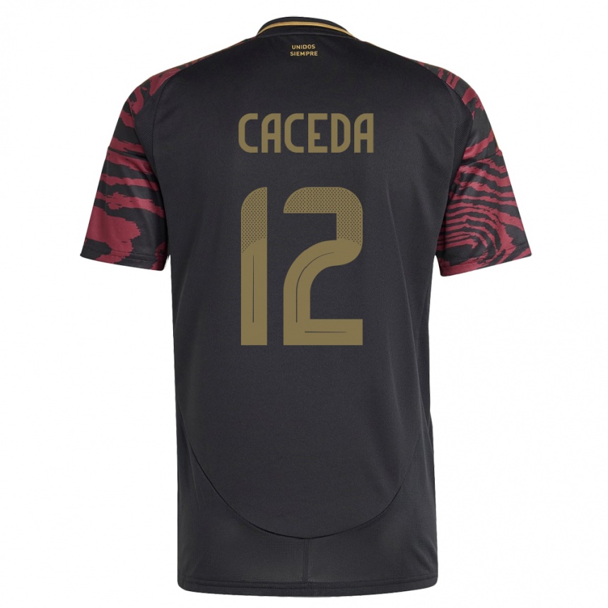 Hombre Fútbol Camiseta Perú Carlos Cáceda #12 Negro 2ª Equipación 24-26 Perú