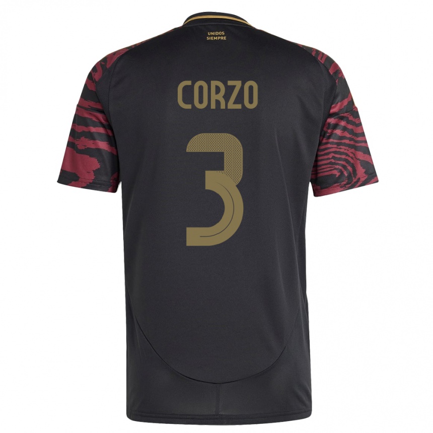 Hombre Fútbol Camiseta Perú Aldo Corzo #3 Negro 2ª Equipación 24-26 Perú