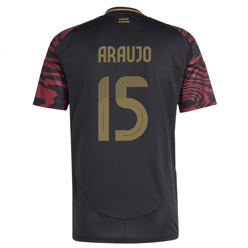 Hombre Fútbol Camiseta Perú Miguel Araujo #15 Negro 2ª Equipación 24-26 Perú