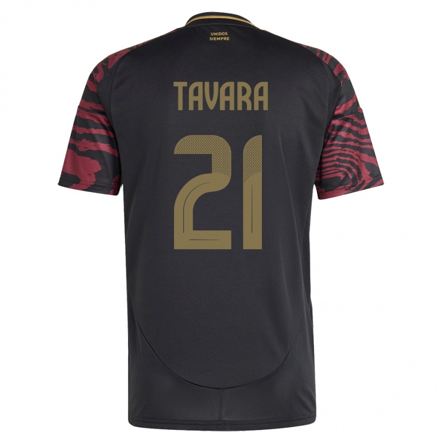 Hombre Fútbol Camiseta Perú Martín Távara #21 Negro 2ª Equipación 24-26 Perú