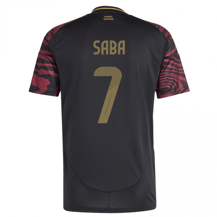 Hombre Fútbol Camiseta Perú Emilio Saba #7 Negro 2ª Equipación 24-26 Perú