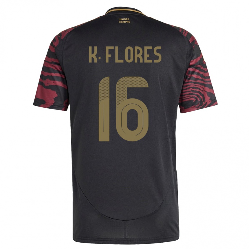 Hombre Fútbol Camiseta Perú Kimbherly Flores #16 Negro 2ª Equipación 24-26 Perú