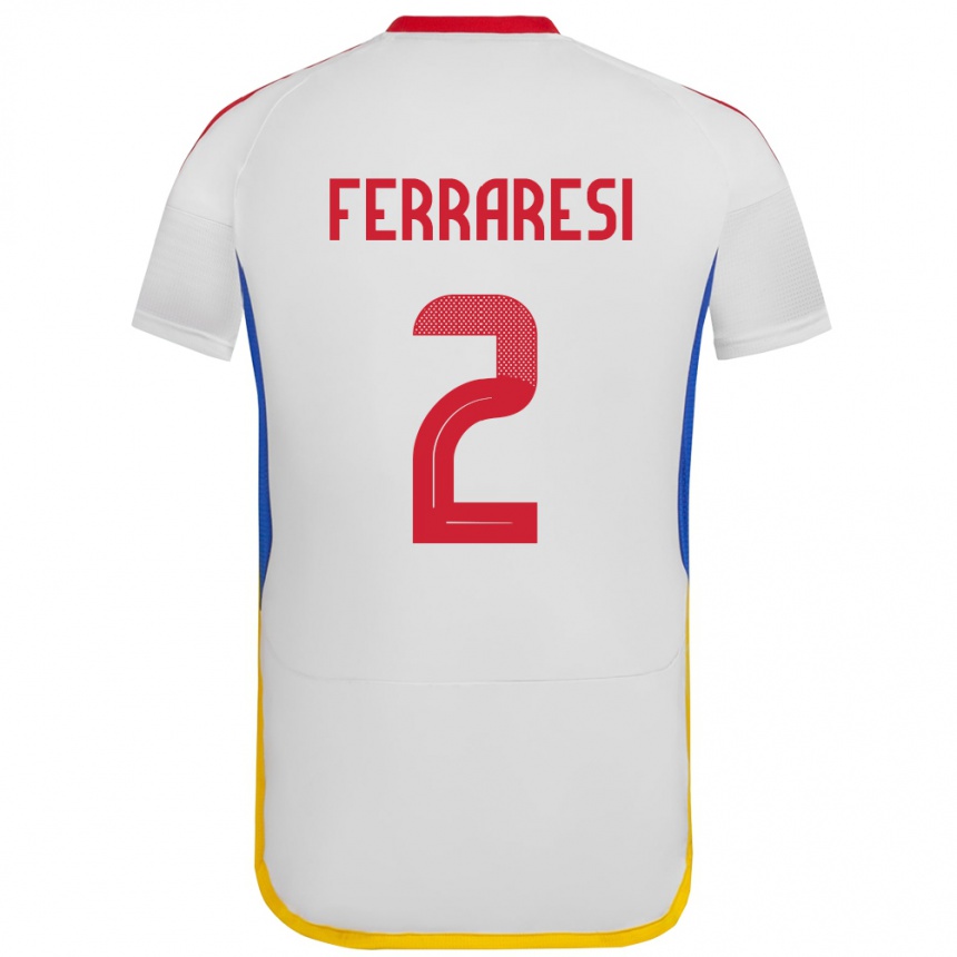 Hombre Fútbol Camiseta Venezuela Nahuel Ferraresi #2 Blanco 2ª Equipación 24-26 Perú