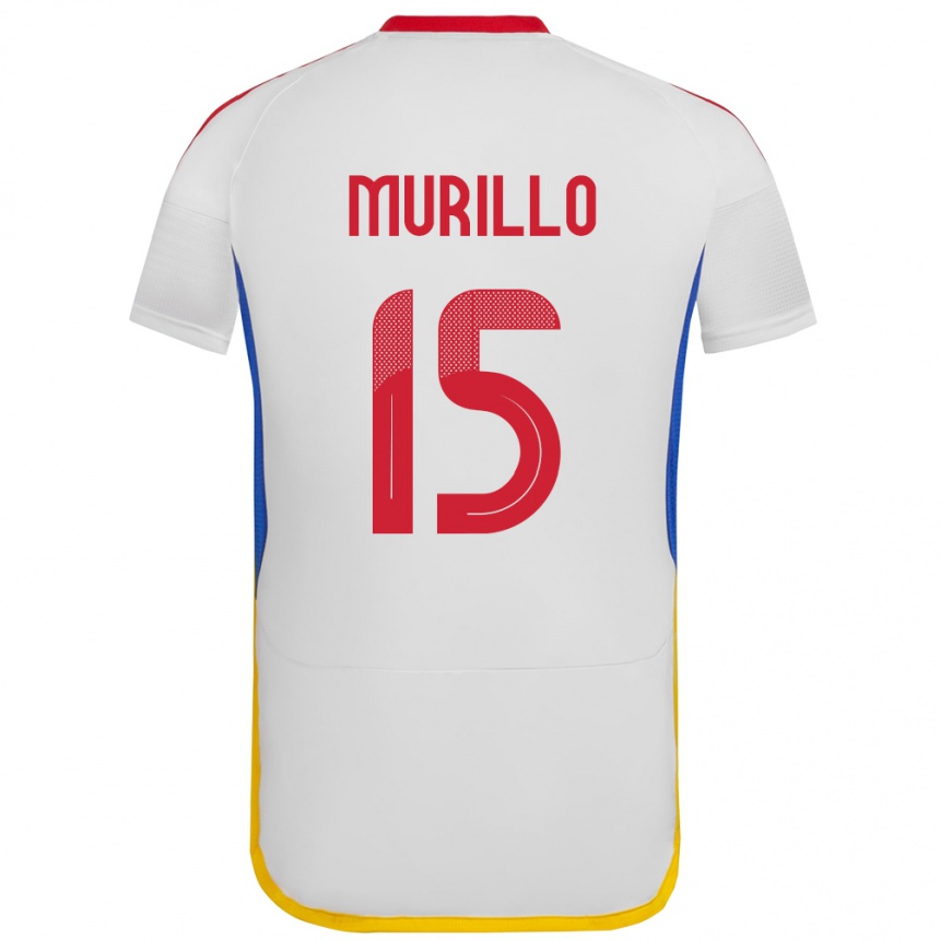 Hombre Fútbol Camiseta Venezuela Jhon Murillo #15 Blanco 2ª Equipación 24-26 Perú