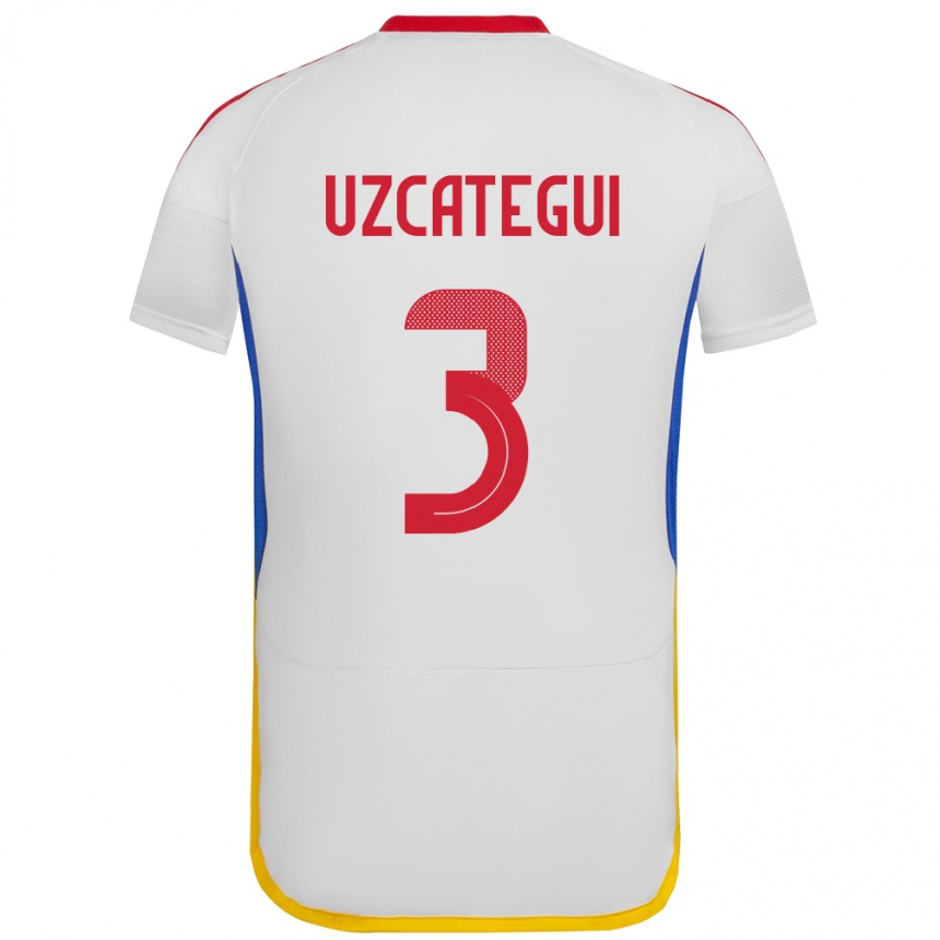 Hombre Fútbol Camiseta Venezuela Rafael Uzcátegui #3 Blanco 2ª Equipación 24-26 Perú