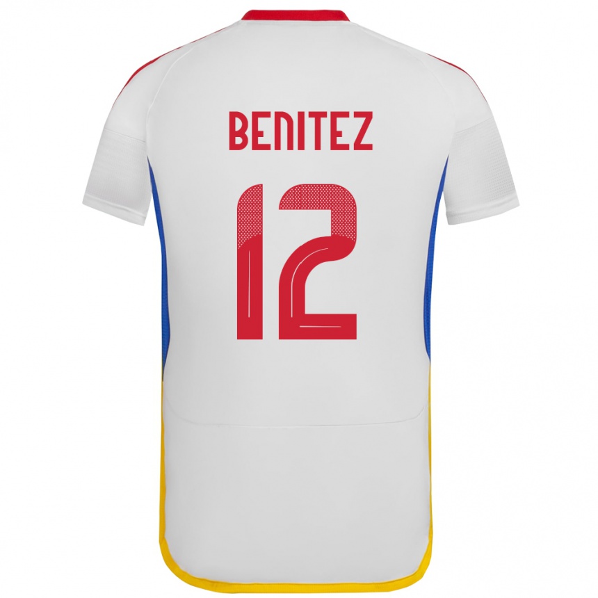 Hombre Fútbol Camiseta Venezuela Frankarlos Benítez #12 Blanco 2ª Equipación 24-26 Perú