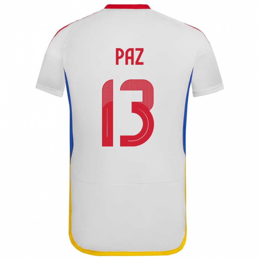 Hombre Fútbol Camiseta Venezuela Jesús Paz #13 Blanco 2ª Equipación 24-26 Perú