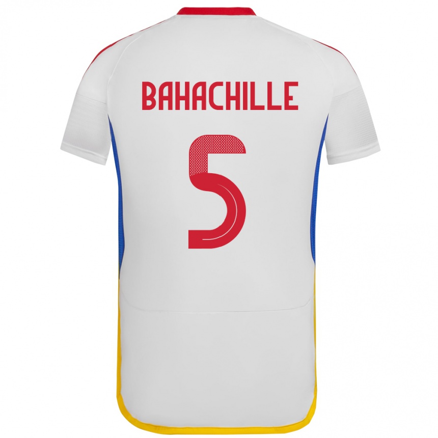 Hombre Fútbol Camiseta Venezuela Abraham Bahachille #5 Blanco 2ª Equipación 24-26 Perú