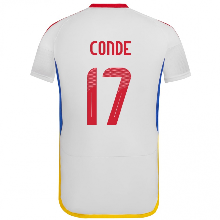 Hombre Fútbol Camiseta Venezuela Óscar Conde #17 Blanco 2ª Equipación 24-26 Perú