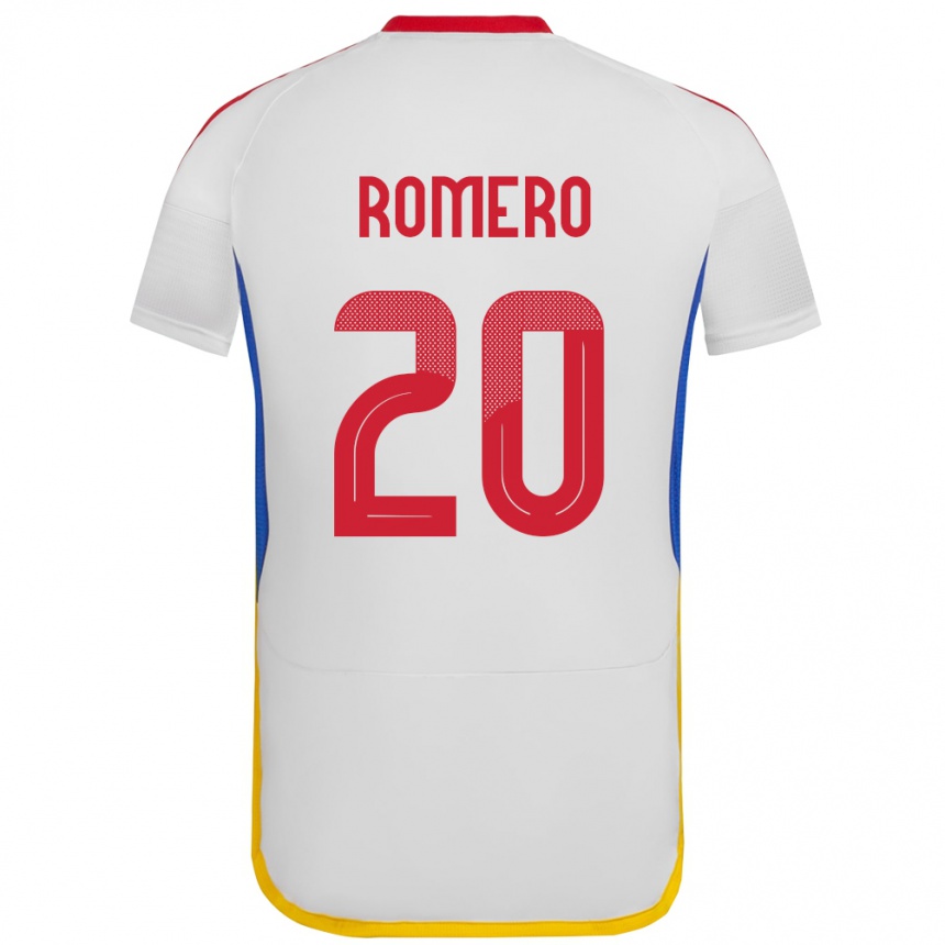 Hombre Fútbol Camiseta Venezuela Andrés Romero #20 Blanco 2ª Equipación 24-26 Perú