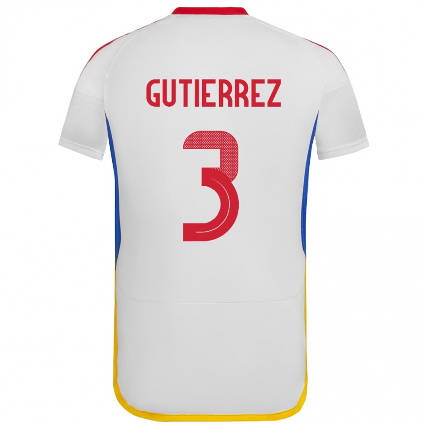 Hombre Fútbol Camiseta Venezuela Nairelis Gutiérrez #3 Blanco 2ª Equipación 24-26 Perú