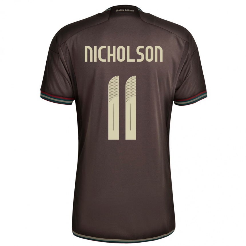 Hombre Fútbol Camiseta Jamaica Shamar Nicholson #11 Marrón Noche 2ª Equipación 24-26 Perú