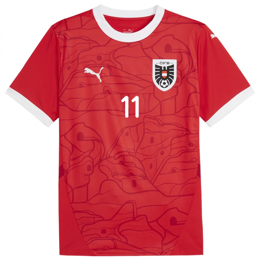 Mujer Fútbol Camiseta Austria Marina Georgieva #11 Rojo 1ª Equipación 24-26 Perú