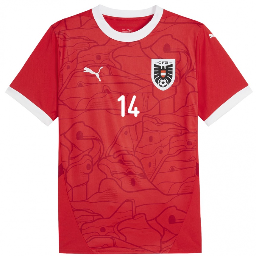 Mujer Fútbol Camiseta Austria Leopold Querfeld #14 Rojo 1ª Equipación 24-26 Perú